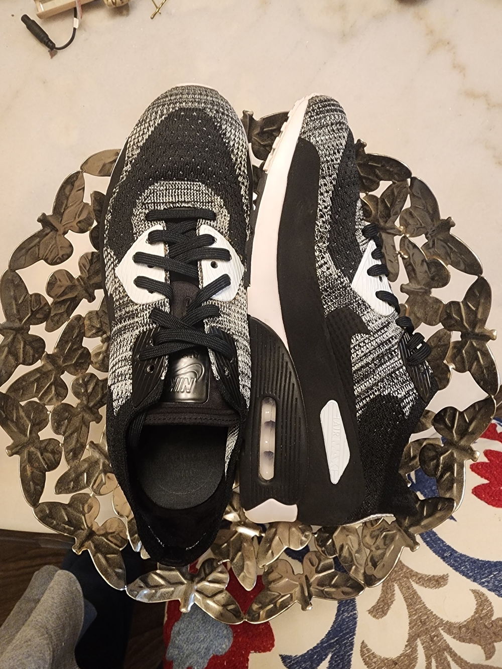 👟Nike Air Max 90 Ultra 2.0 Flyknit Women's Running Shoes  9.5 Black/White Oreo